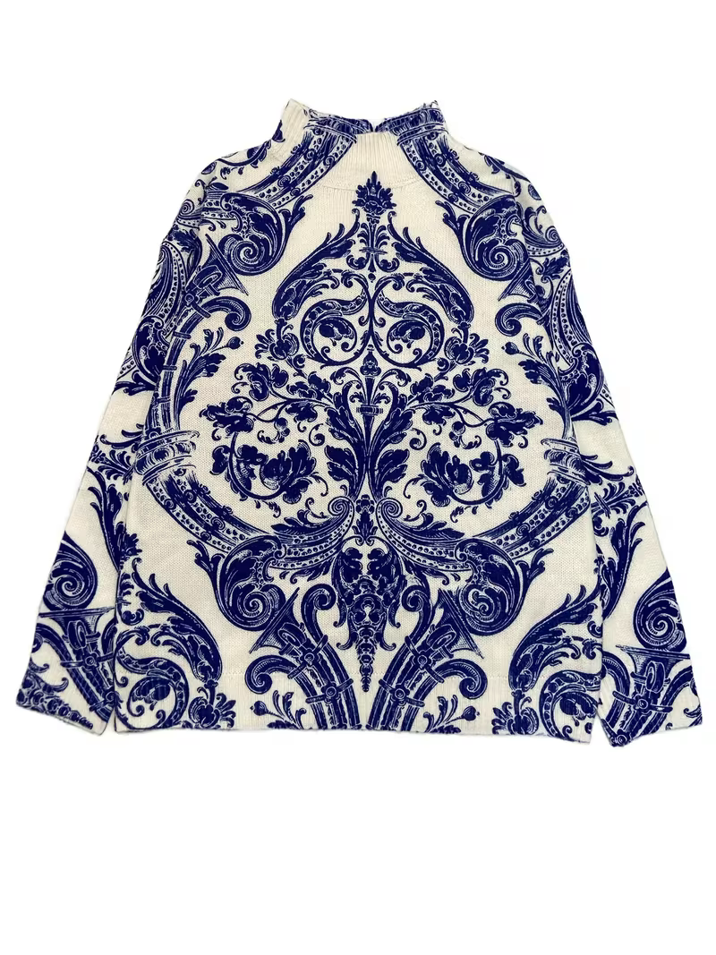 Katriona™ | Delft Damask Turtleneck — 2