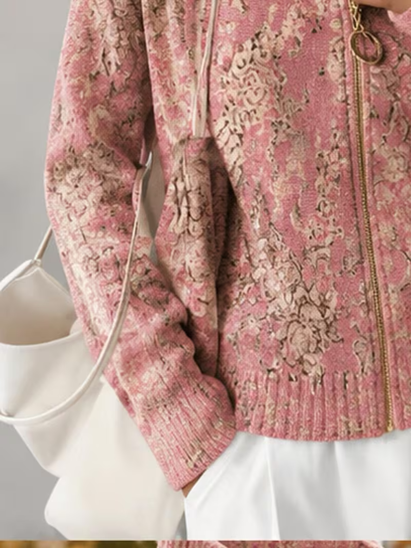 Saffira™ | Gilded Blossom Zip Cardigan — 5