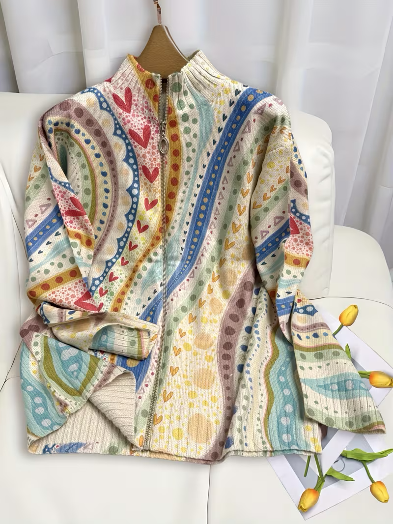 Ambrosine™ | Painted Paisley Zip Cardigan — 3