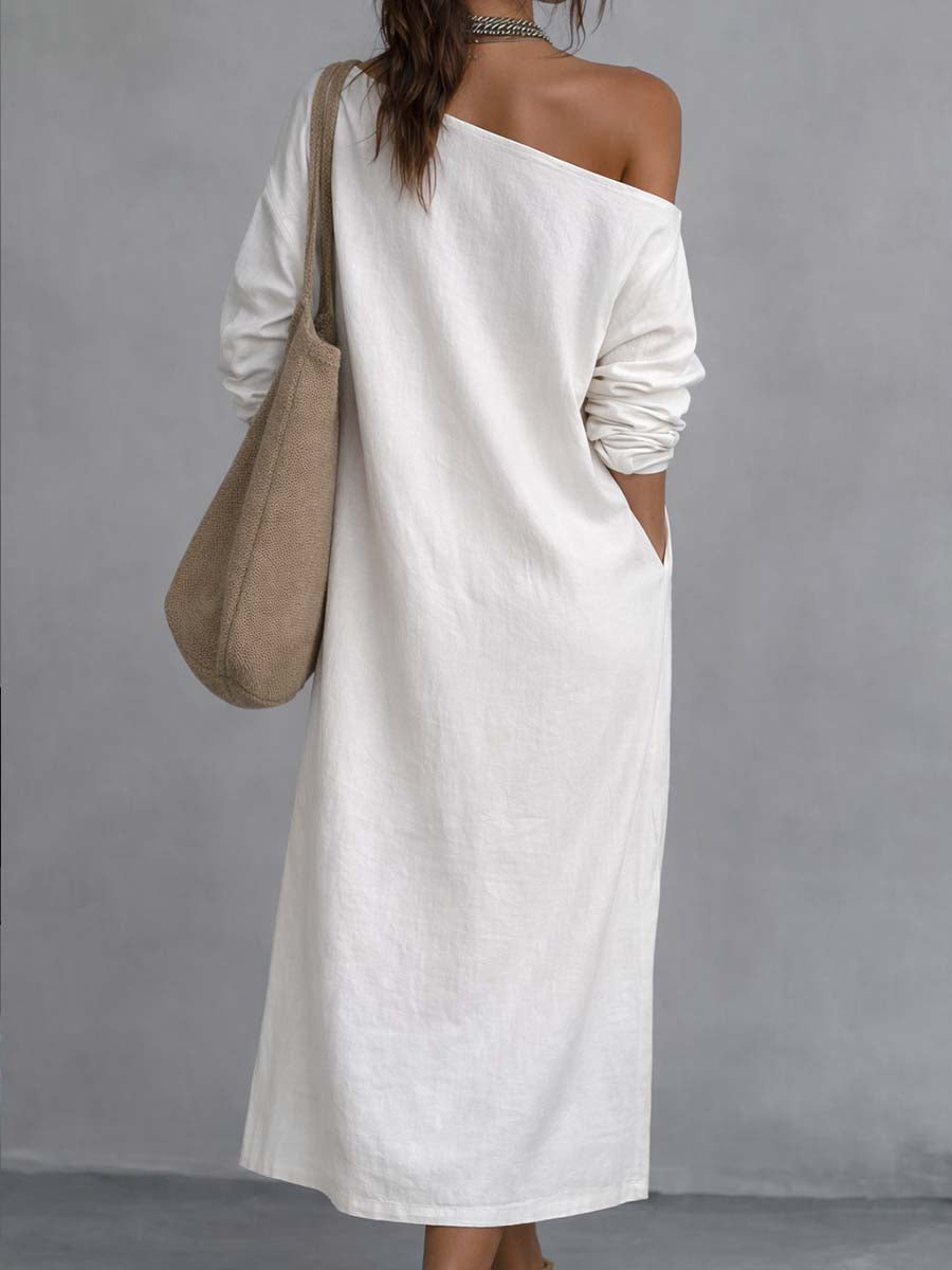 Sloane™ | Loose-Fitting One-Shoulder Split Hem Midi Dress
