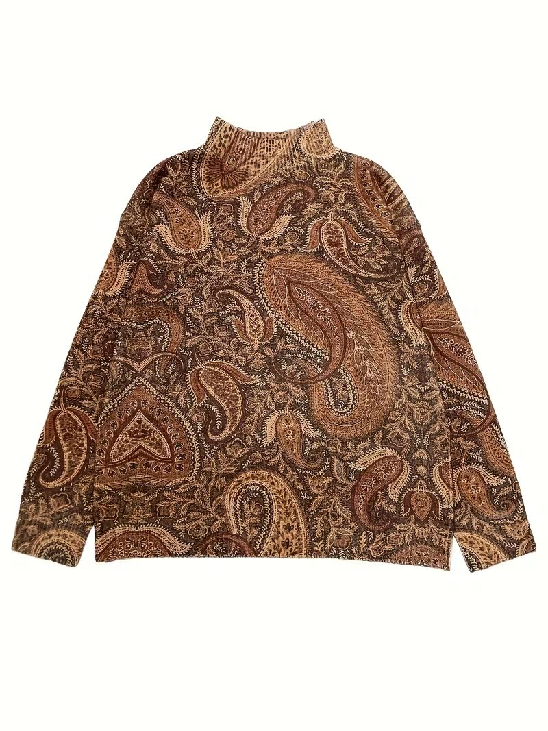 Umbria™ | Terracotta Paisley Turtleneck — 1