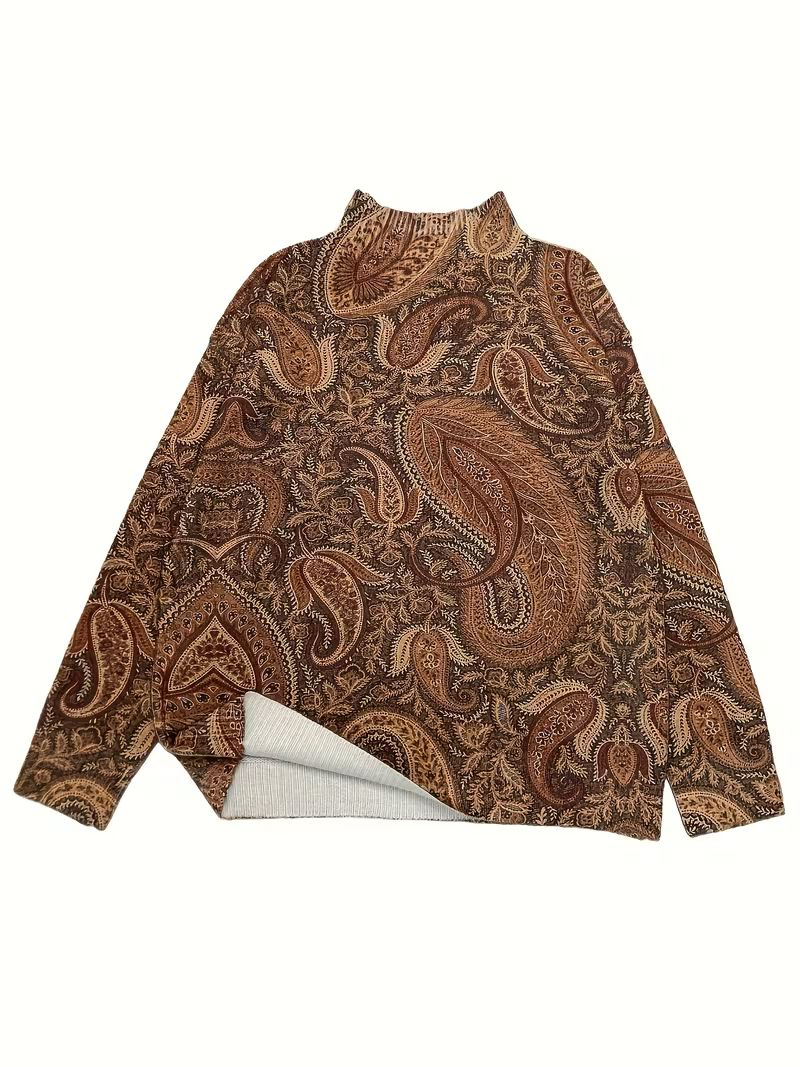 Umbria™ | Terracotta Paisley Turtleneck — 2