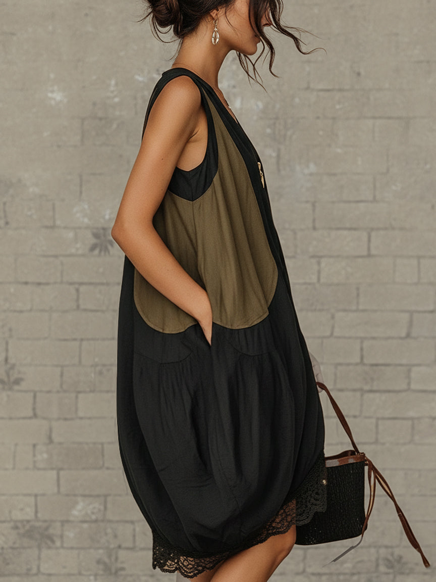 Mirabel™ | Colorblock Zip-Front Mini Tulip Dress