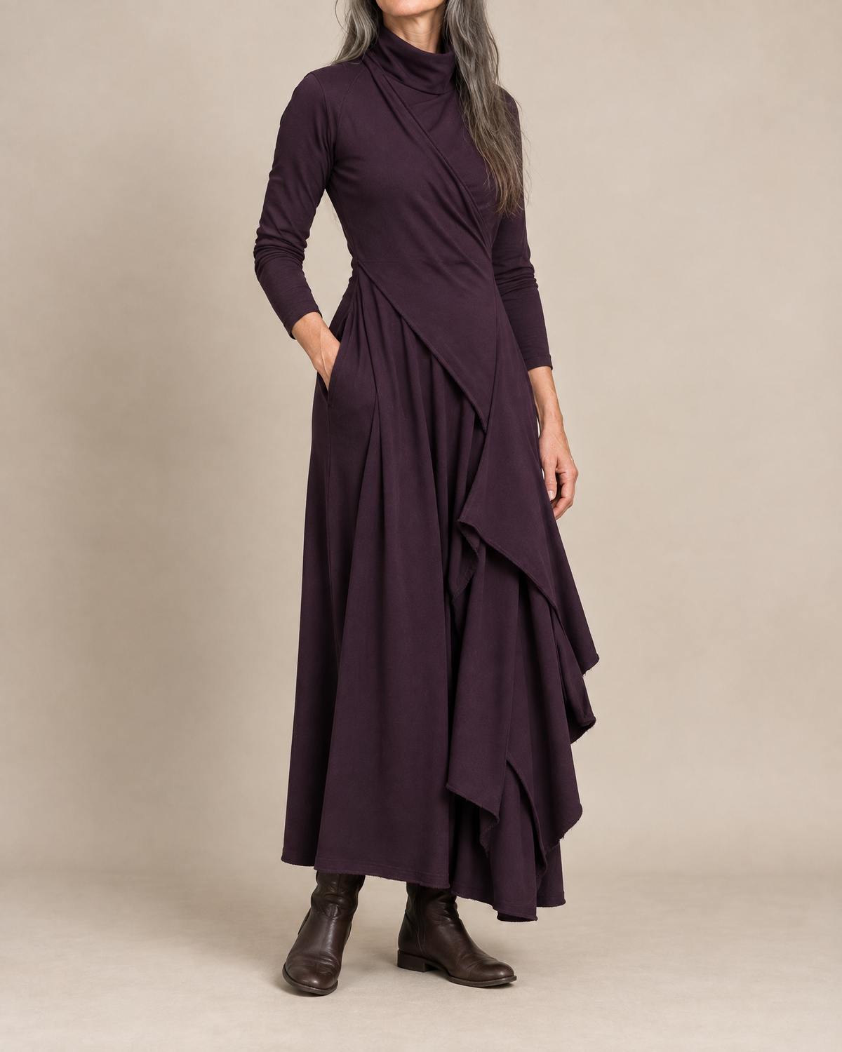 Josefine™ | Draped Turtleneck Maxi Dress