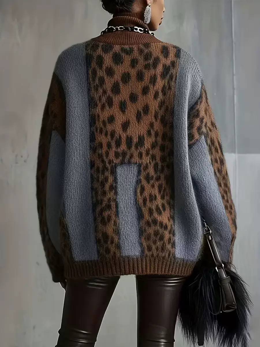 Rhodora™ | Leopard Colour-Block Turtleneck — 2