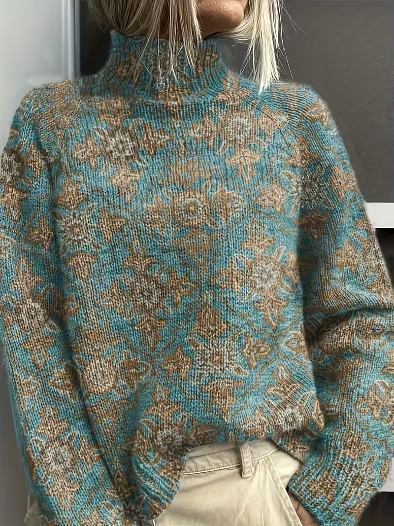 Sableau™ | Verdigris Damask Turtleneck — 1