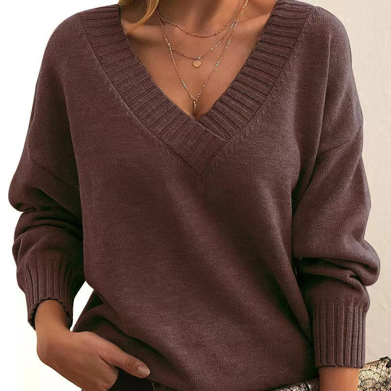 Marvaine™ | V-Neck Relaxed Pullover Sweater