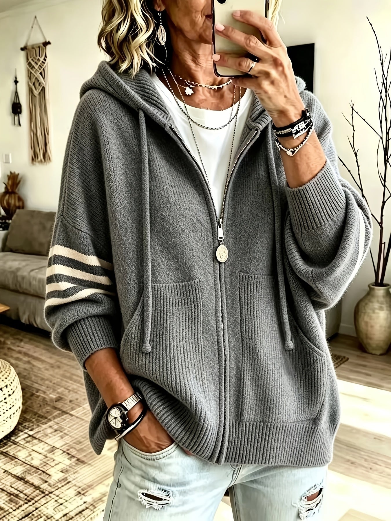 Tilda™ | Zip-Up Hooded Sweater Jacket