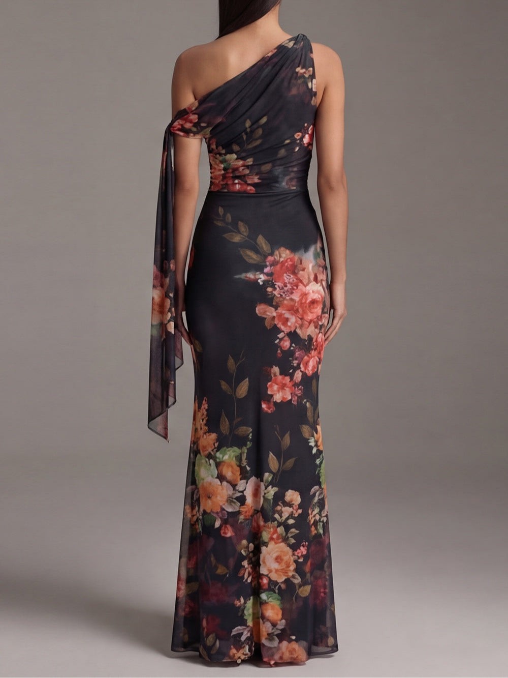 Kassara™ | One-Shoulder Printed Pleated Maxi Dress