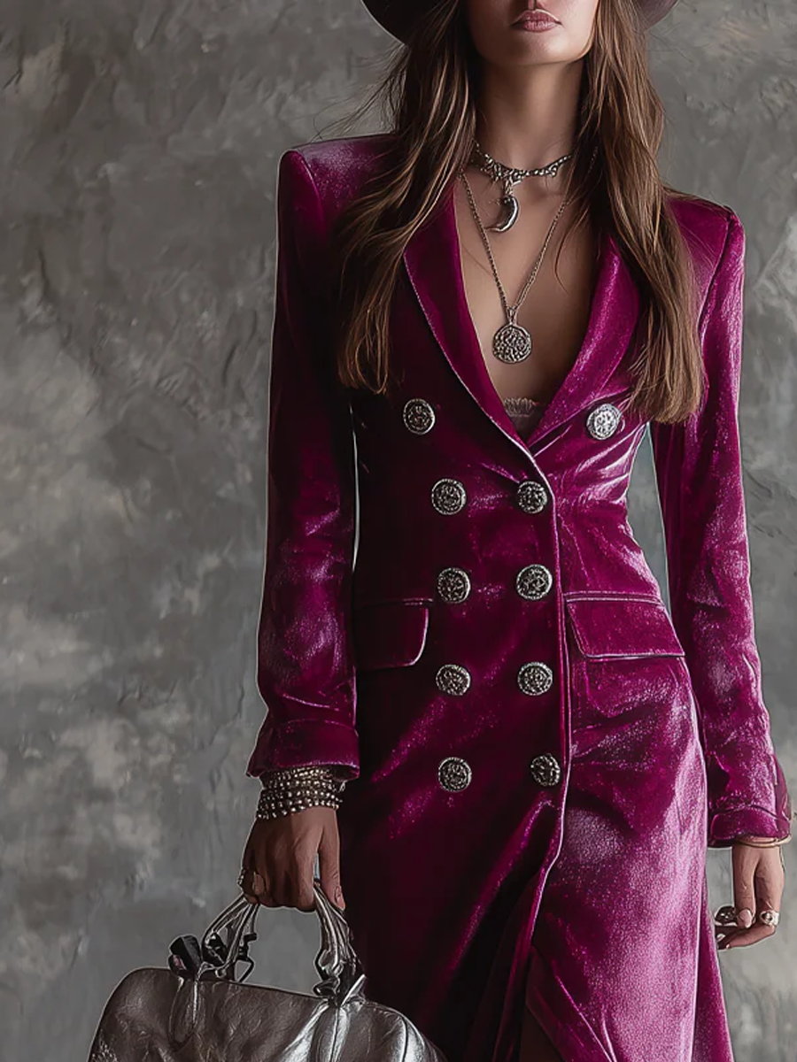 Ruvelle™ | Vintage Button Front Longline Blazer