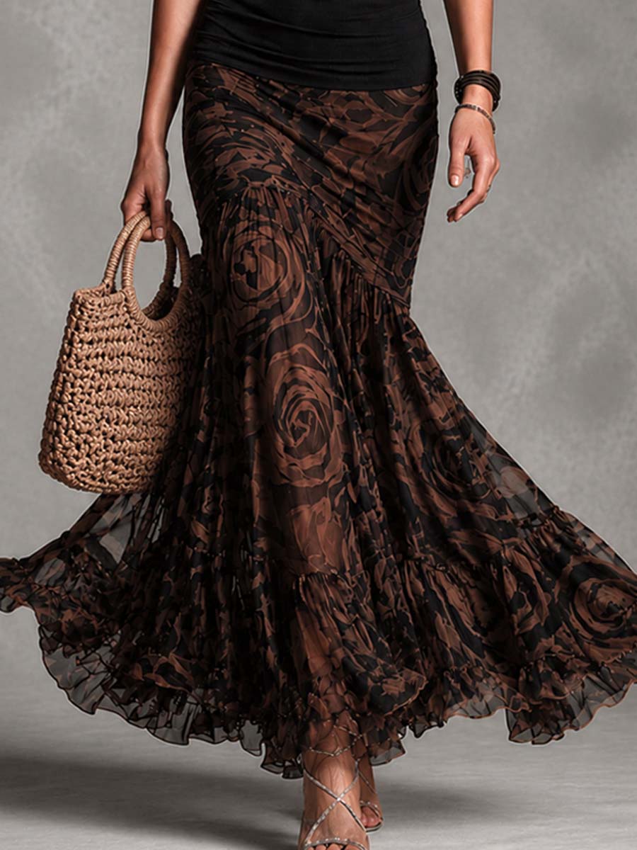 Juliette™ | Cami and Rose-Print Flared Maxi Skirt Set