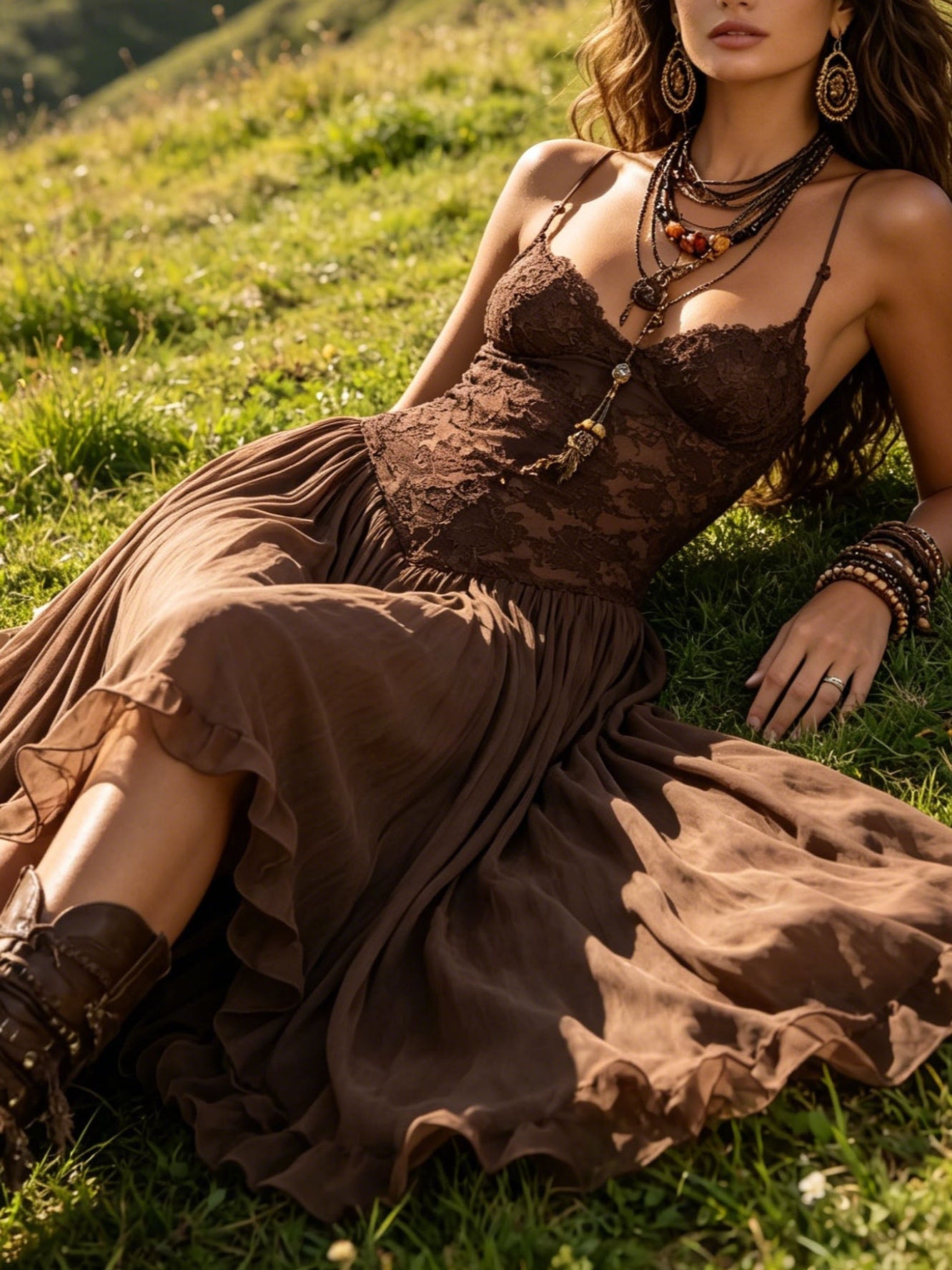 Jessamine™ | Lace-Paneled Maxi Dress