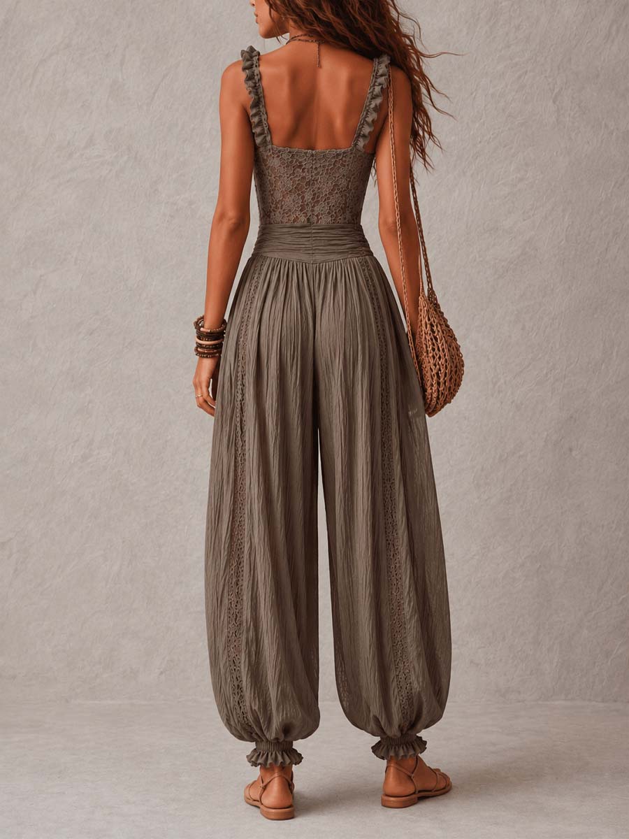 Nadira™ | Lace Bandeau and Pleated Harem Pants Set