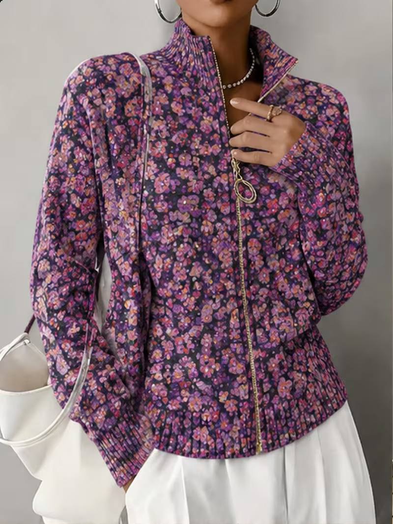 Ottilia™ | Violet Meadow Zip Cardigan — 3