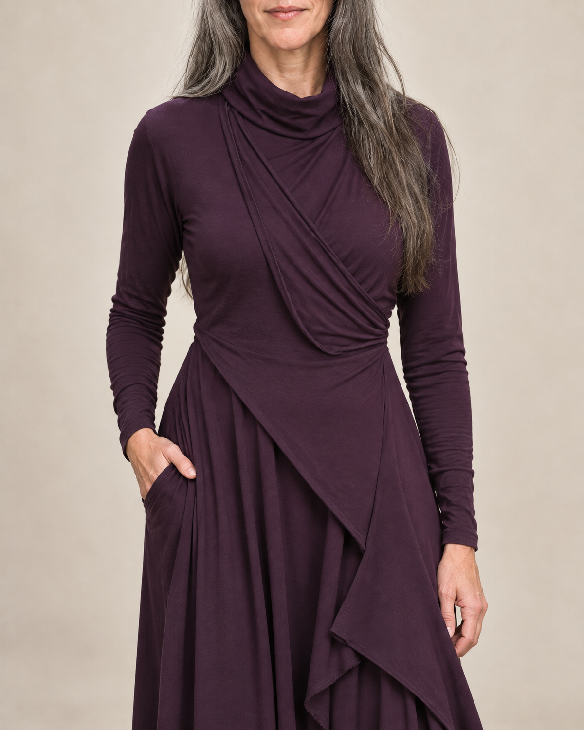 Josefine™ | Draped Turtleneck Maxi Dress