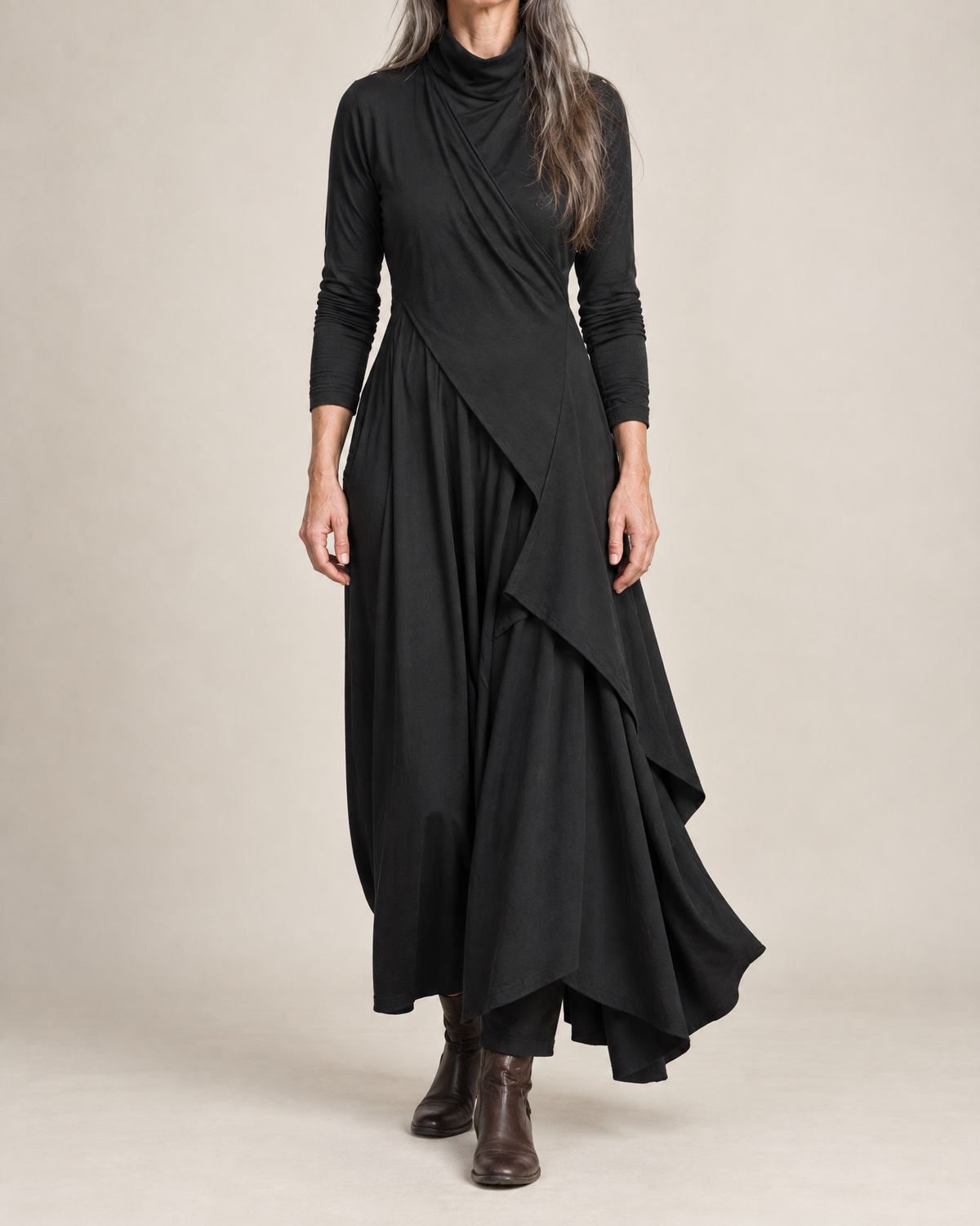 Josefine™ | Draped Turtleneck Maxi Dress