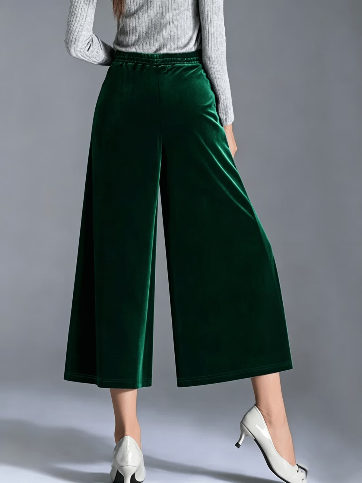 Almandine | Emerald Velvet Culottes