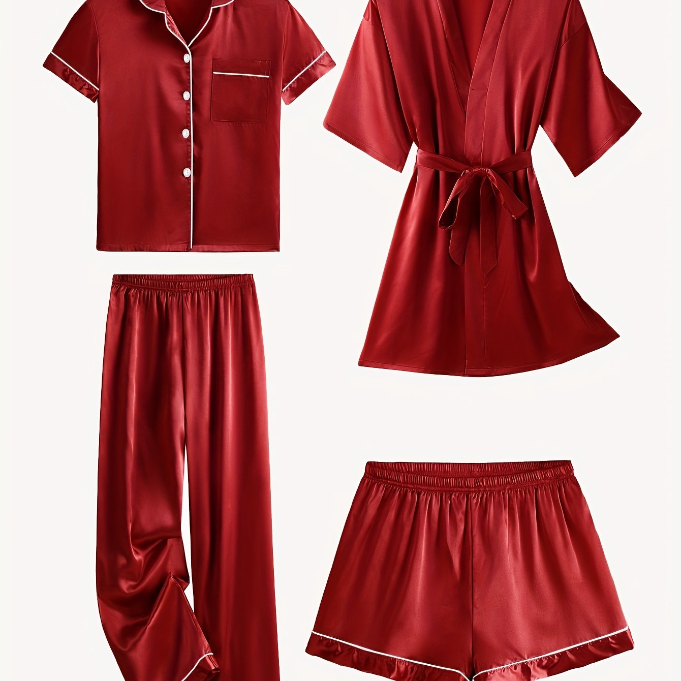 Lavonne™ | 4-Piece Pajama & Mid-Sleeve Robe Set