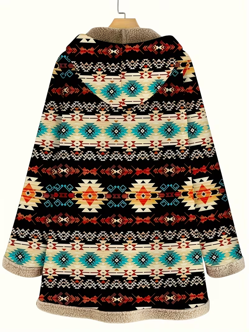 Sableen™ | Hooded Aztec Longline Cardigan — 3