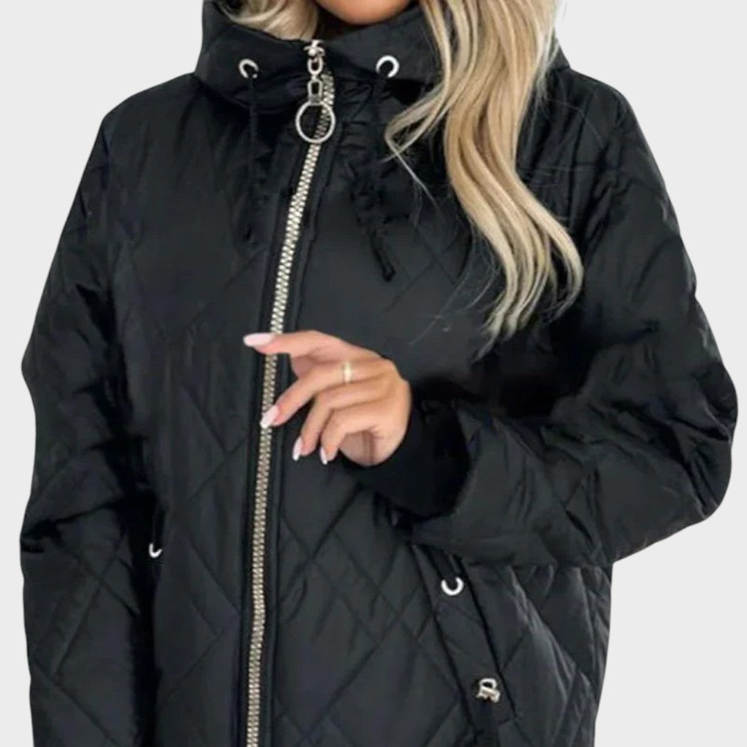 Jillrose™ | Quilted Hooded Zip Front Jacket