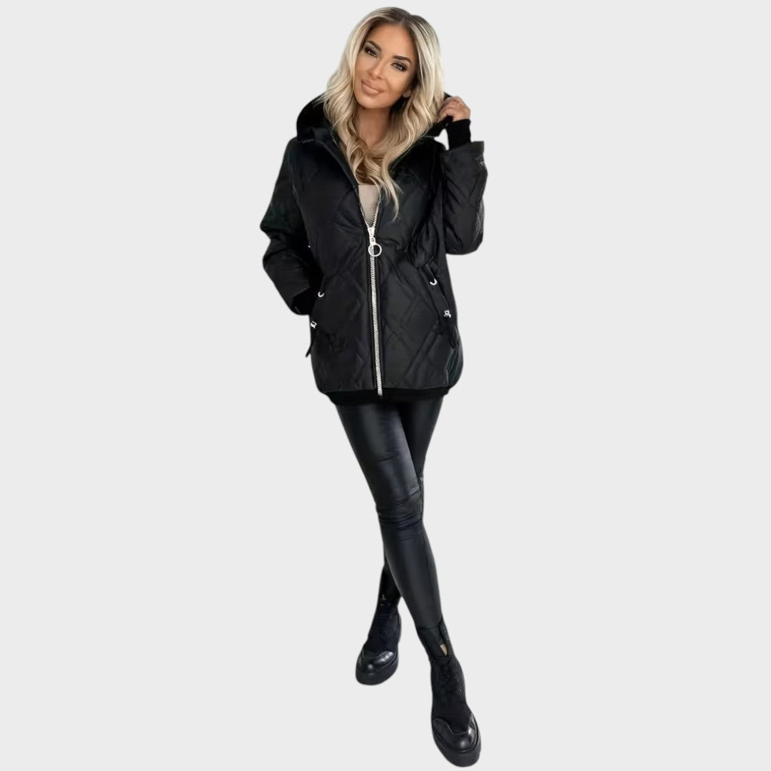 Jillrose™ | Quilted Hooded Zip Front Jacket