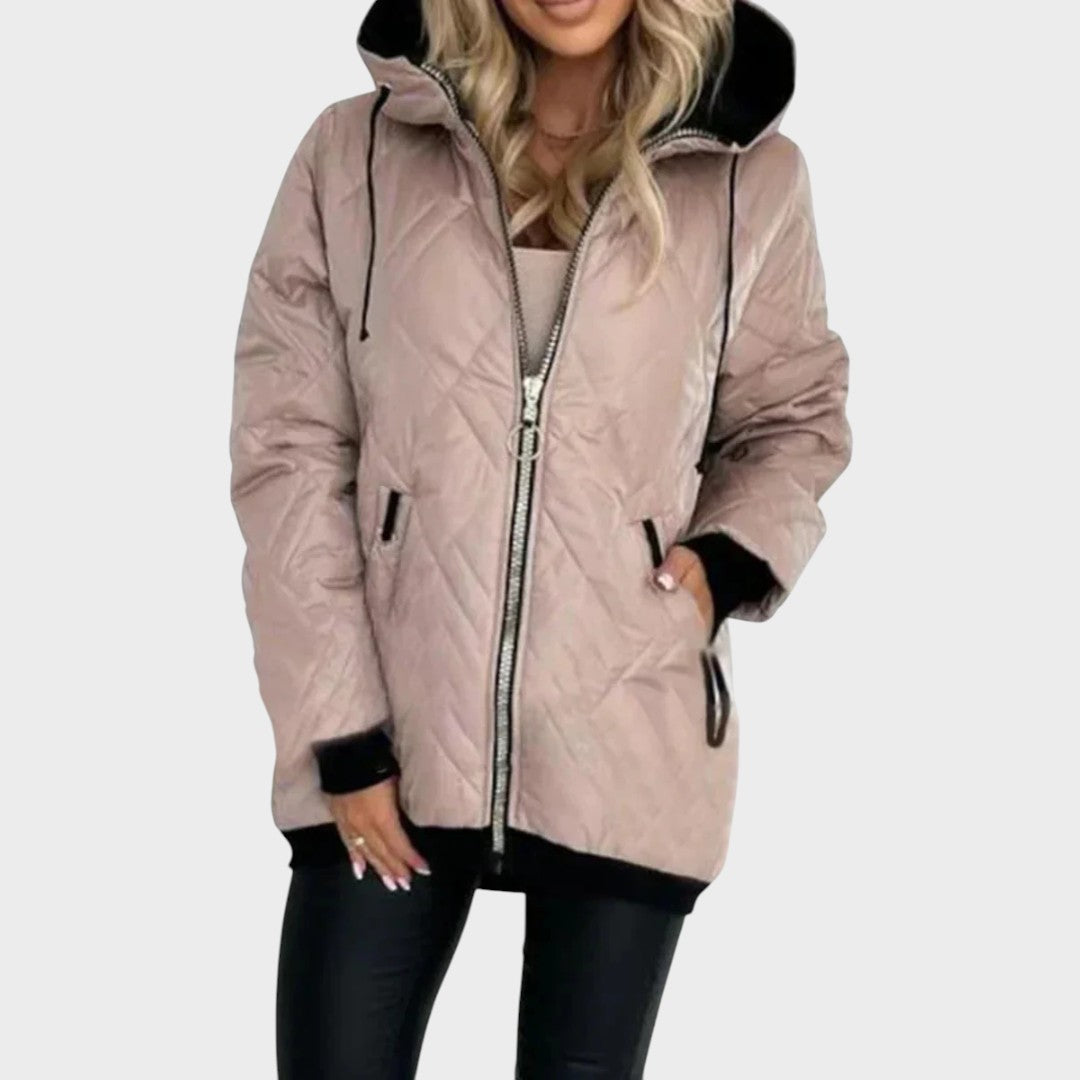 Jillrose™ | Quilted Hooded Zip Front Jacket
