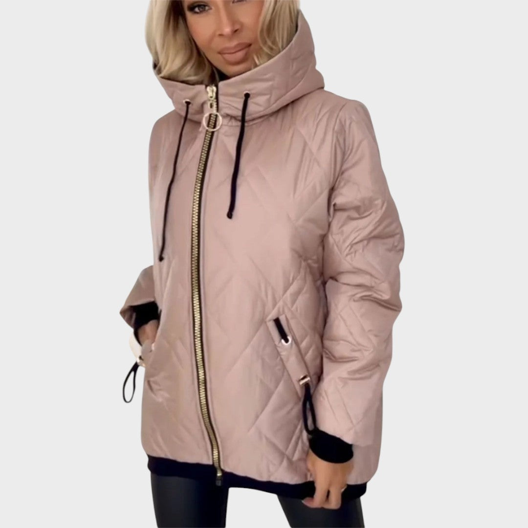 Jillrose™ | Quilted Hooded Zip Front Jacket