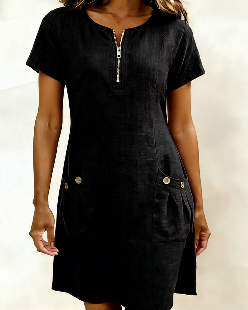 Cataline™ | Casual Zipper Dress with Pockets