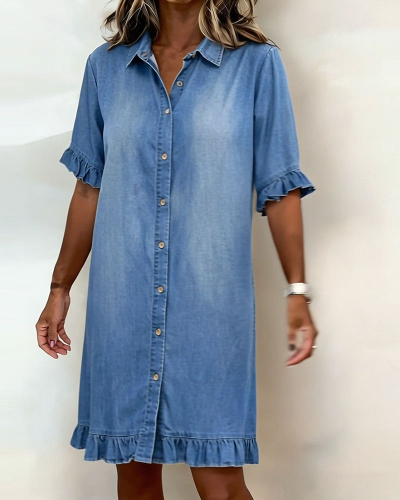 Remy™ | Ruffled Denim Shirt Dress