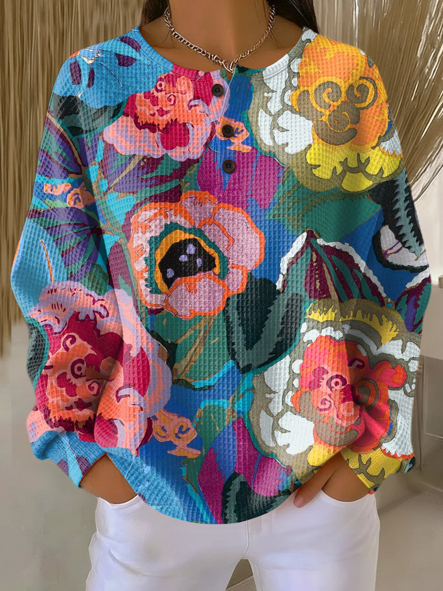 Dawnflora™ | Sweater with Large Colorful Flowers