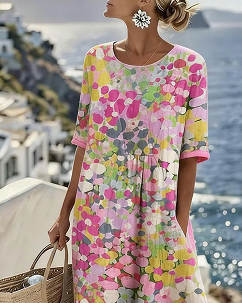 Floralie™ | Elegant Floral Summer Midi Dress