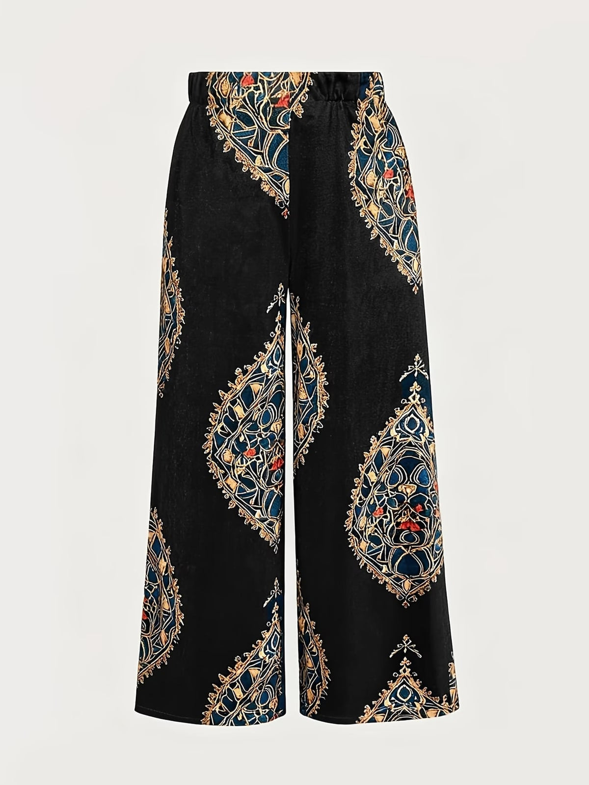 Belisandre | Black Paisley Velvet Palazzo Trousers