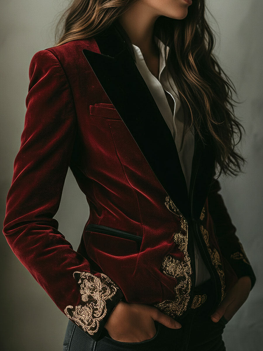 Kestienne™ | Gold Embroidered Blazer