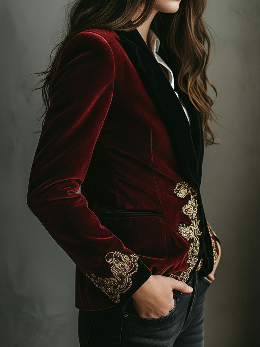 Kestienne™ | Gold Embroidered Blazer