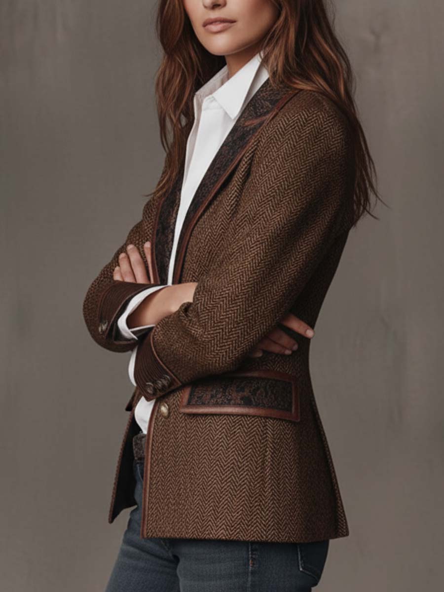 Henrietta™ | Herringbone Printed Panel Blazer