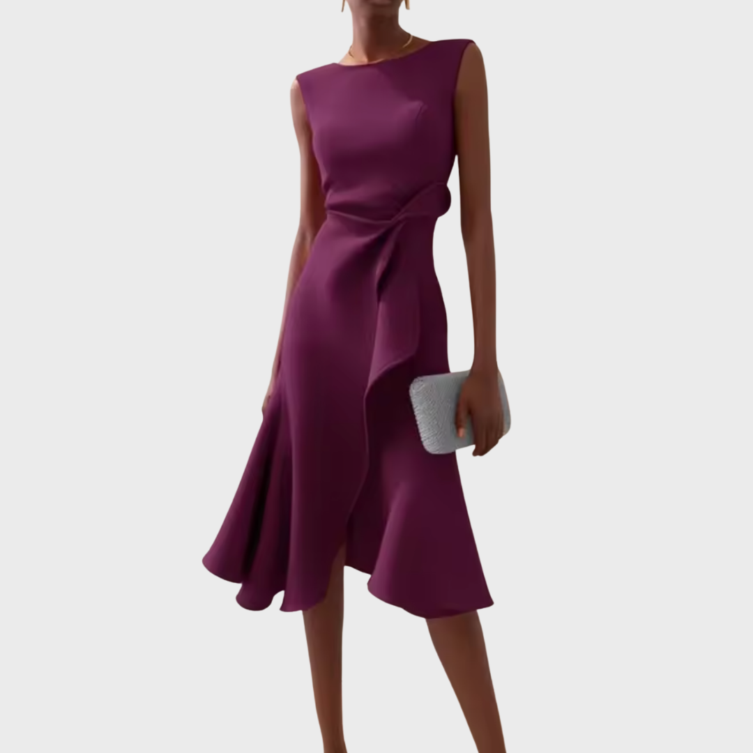 Women’s Draped Asymmetric Midi Dress