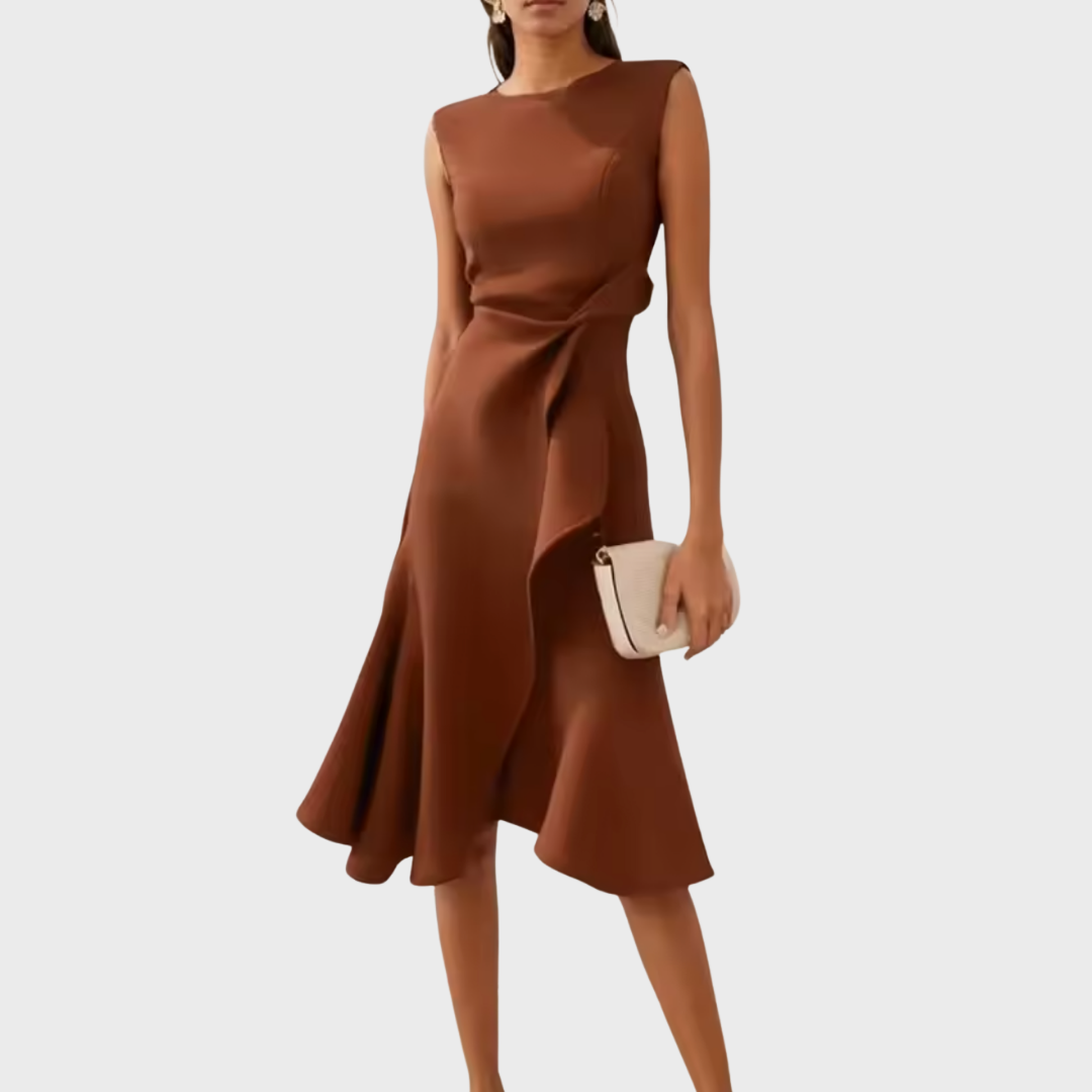 Women’s Draped Asymmetric Midi Dress