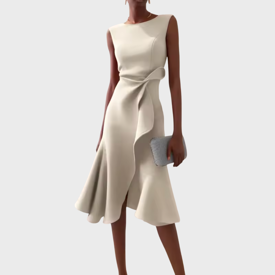Women’s Draped Asymmetric Midi Dress