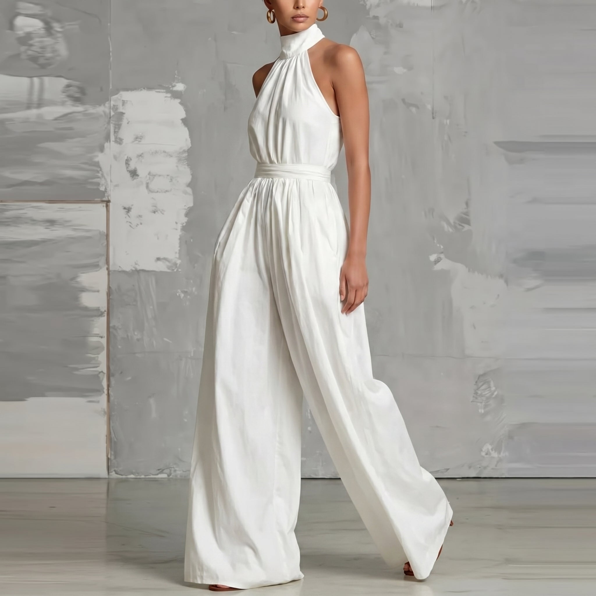 Laurel™ | Halter Neck Wide-Leg Jumpsuit