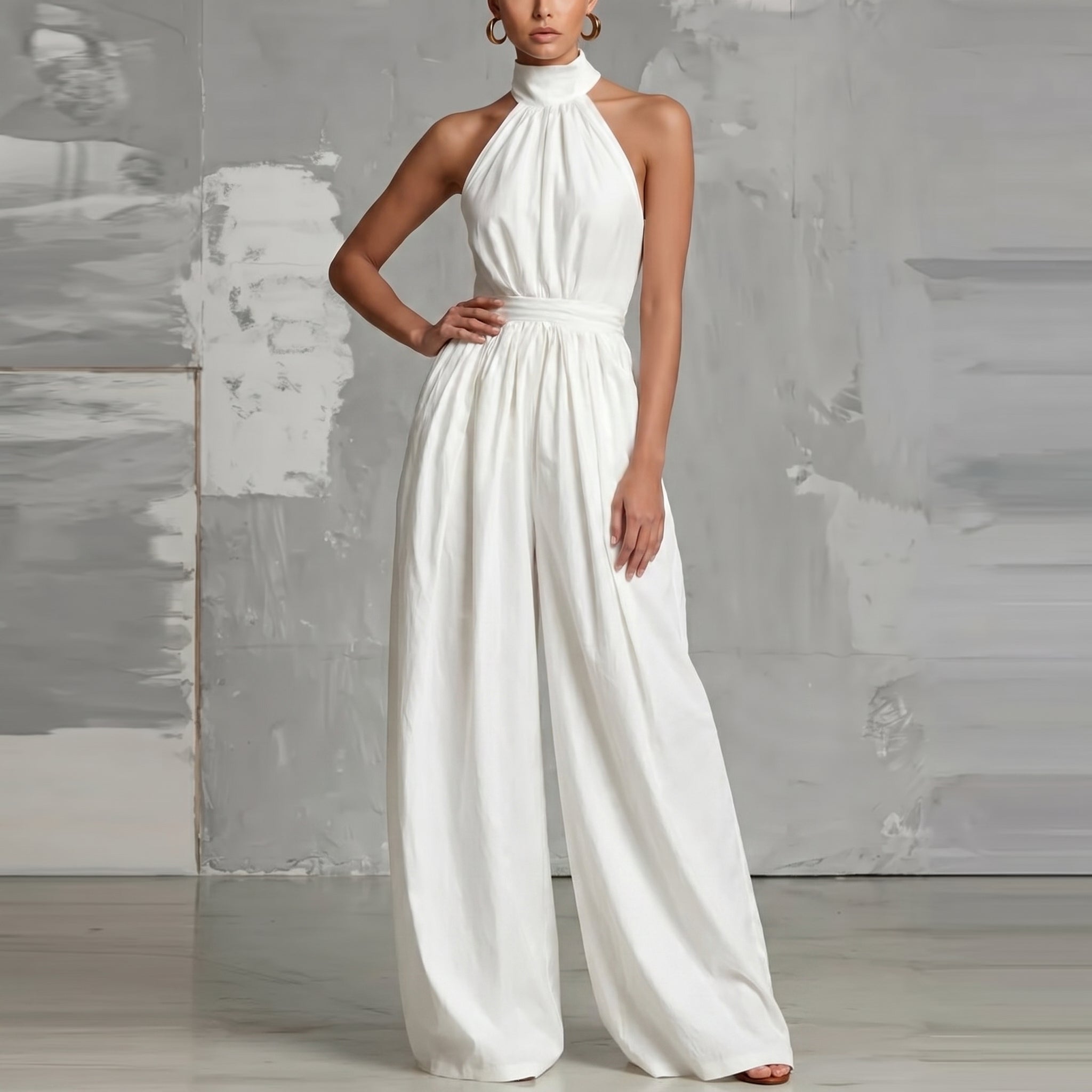 Laurel™ | Halter Neck Wide-Leg Jumpsuit