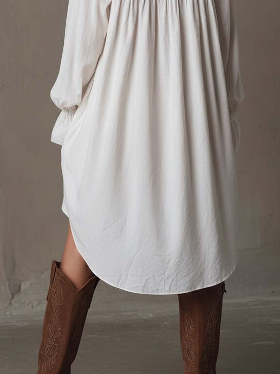 Jocelyn™ | Retro-Style Lace Irregular Hem Long-Sleeve Mini Dress