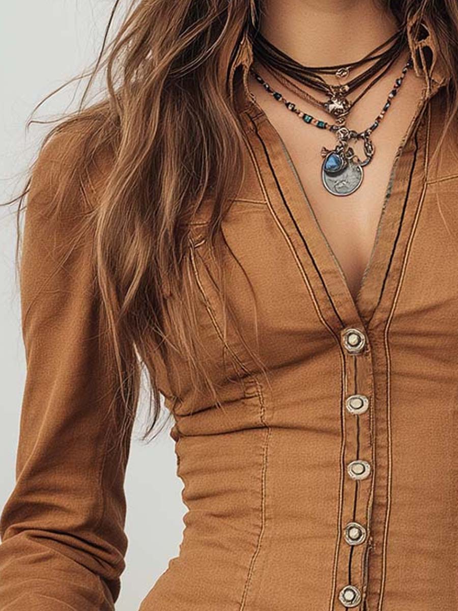Leanna™ | Vintage Washed Button-Front Fitted Shirt