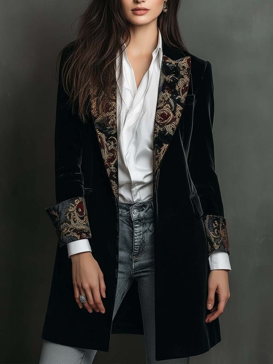 Mireaux™ | Baroque Print Lapel Slim Fit Blazer