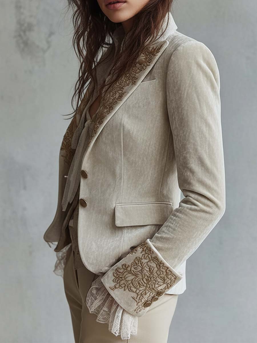 Oriana™ | Gold Embroidered Tailored Blazer