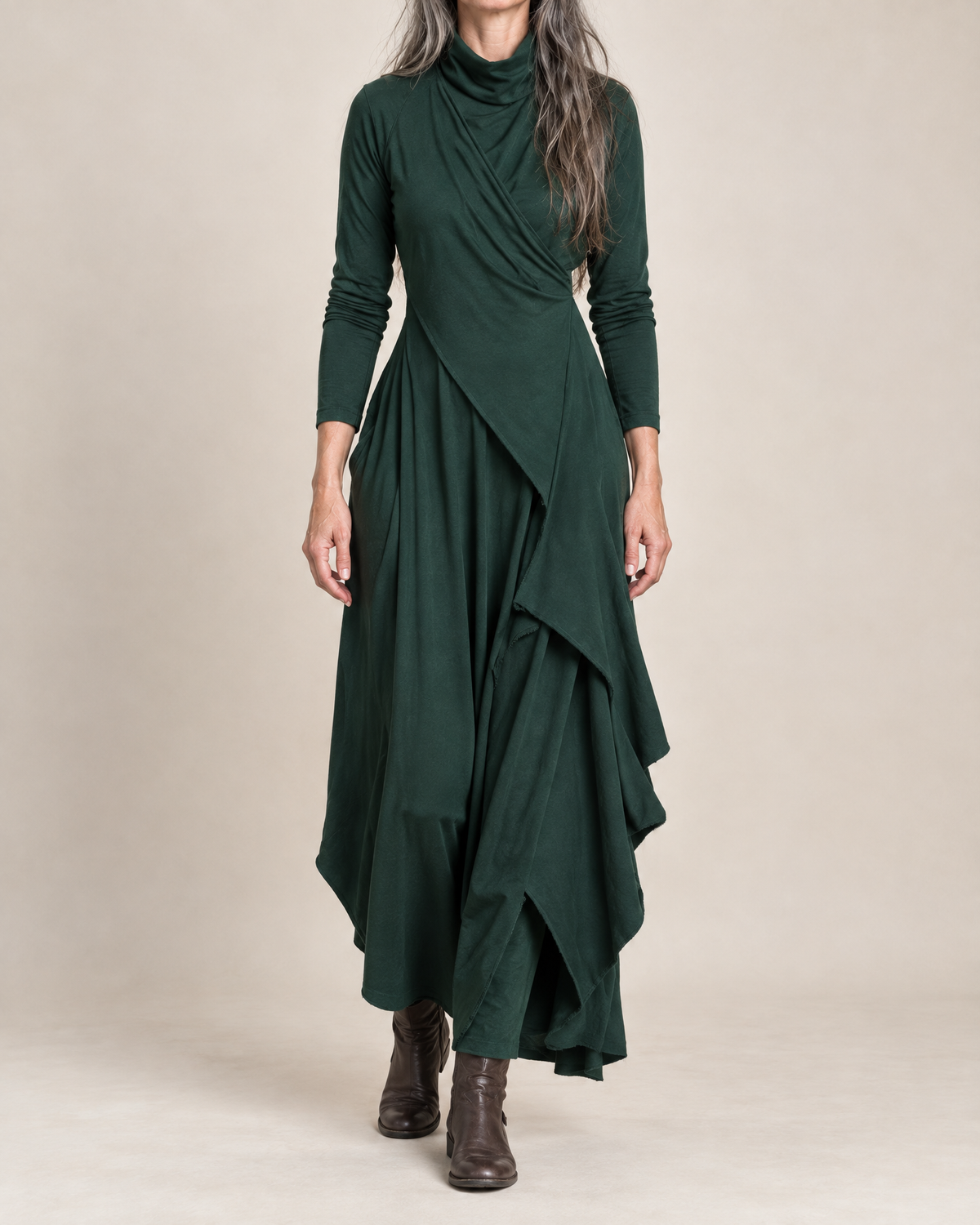 Josefine™ | Draped Turtleneck Maxi Dress