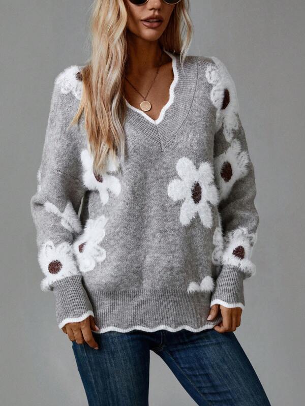 Helena™ | Floral V-Neck Sweater