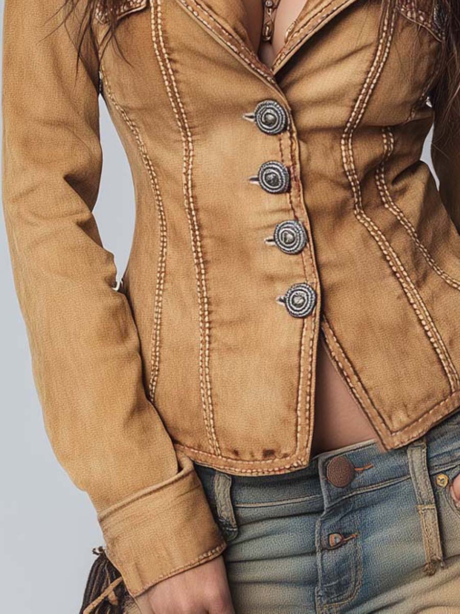 Jovaine™ | Slim-Fit Vintage-Style Washed Jacket