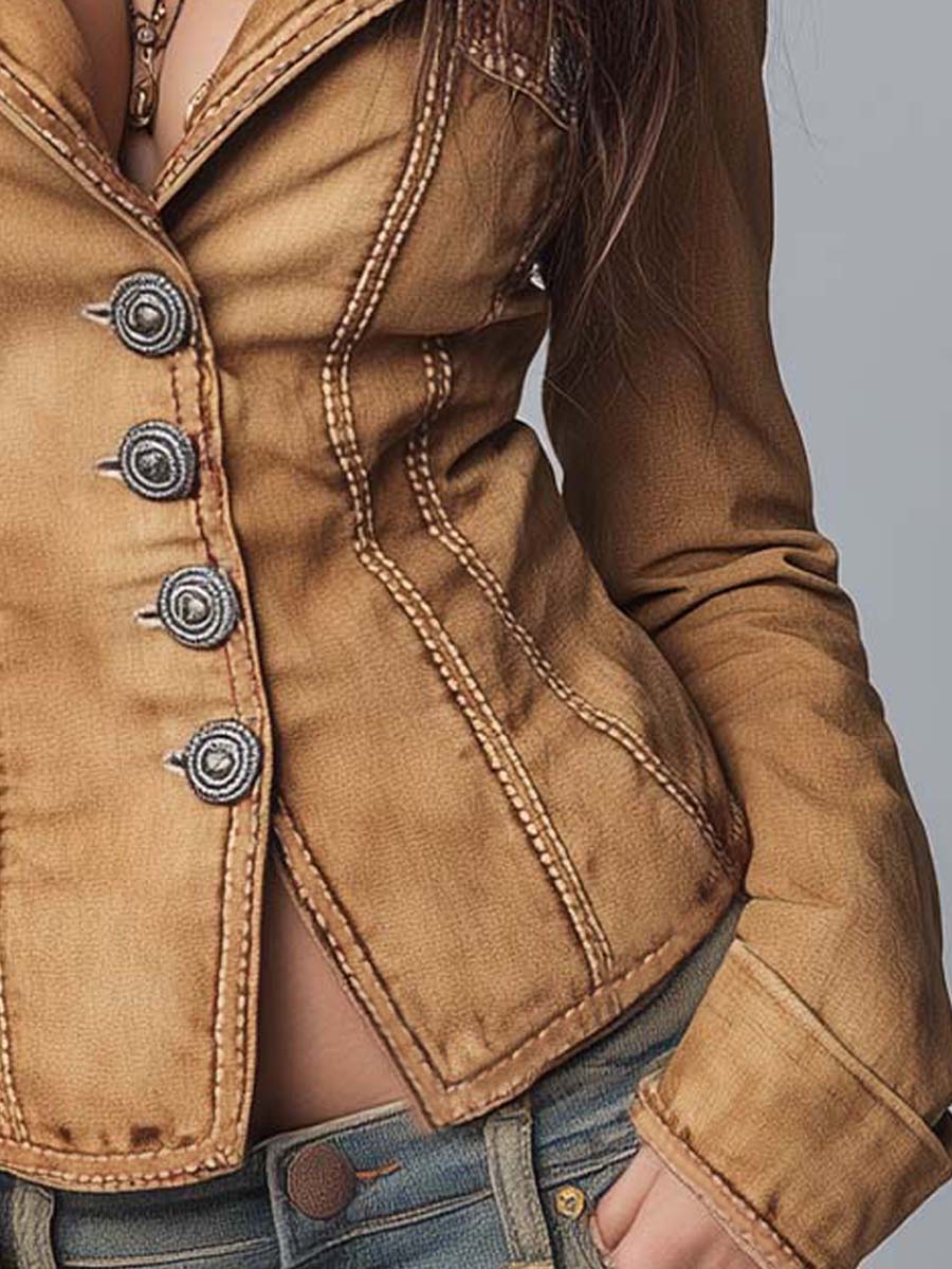 Jovaine™ | Slim-Fit Vintage-Style Washed Jacket