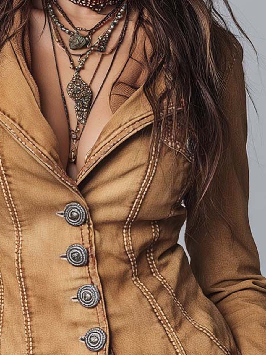 Jovaine™ | Slim-Fit Vintage-Style Washed Jacket