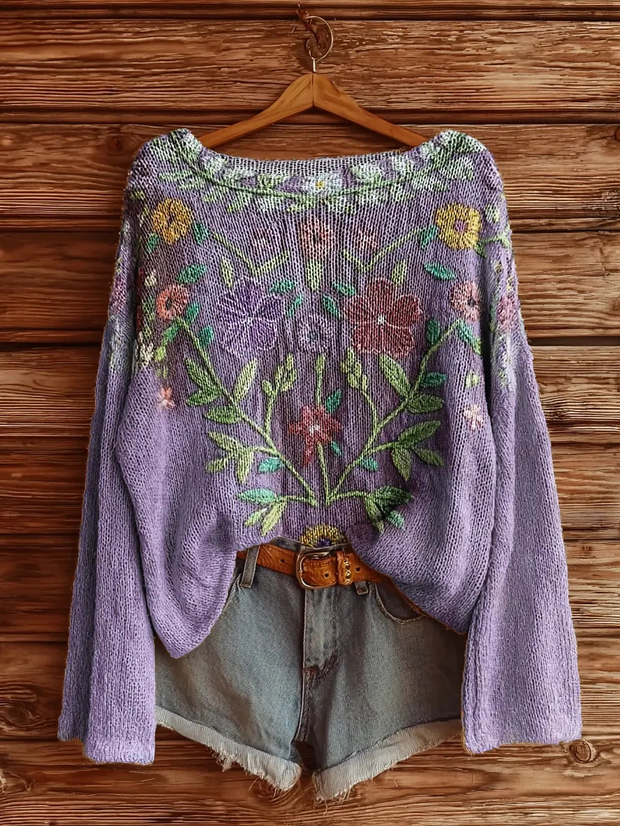 Pemberly™ | Vintage Ethnic Floral Print Sweater